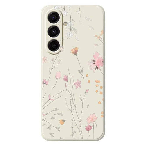 For Samsung Galaxy A18 5G / A18 4G / A17 5G / A17 4G Case Flower Pattern Printing Straight Edge TPU Phone Back Cover - Beige - 1
