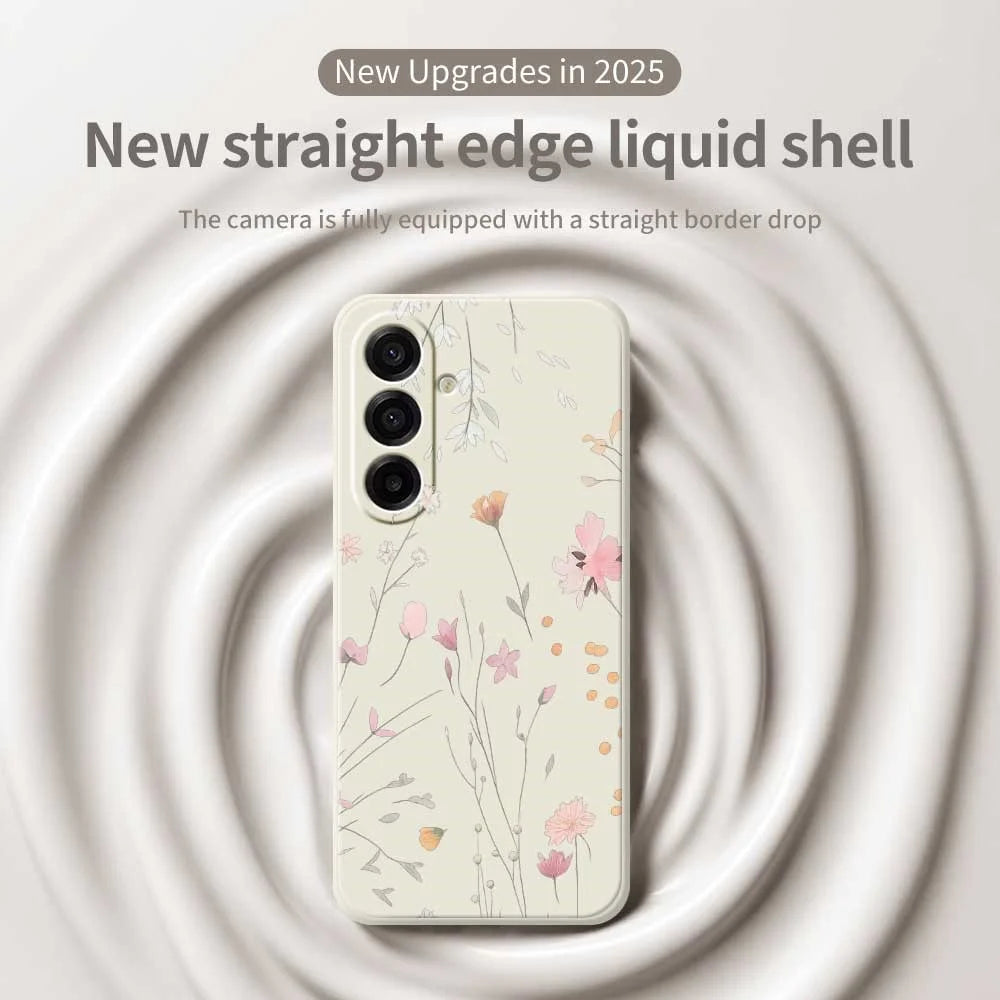 For Samsung Galaxy A18 5G / A18 4G / A17 5G / A17 4G Case Flower Pattern Printing Straight Edge TPU Phone Back Cover - Beige - 3