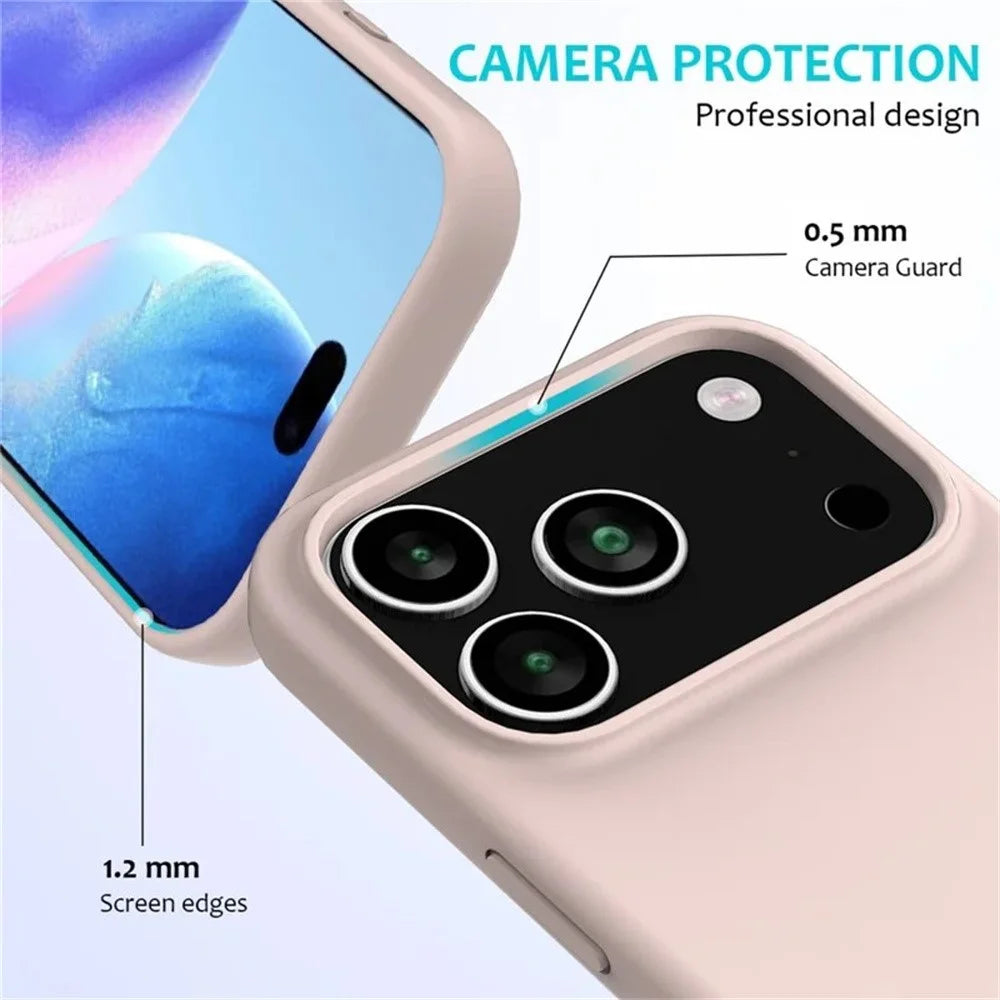WANLONFENG GJ Series For iPhone 17 Pro Case Liquid Silicone TPU Phone Cover Large Cutouts with 2Pcs Screen Film - Pink - 2