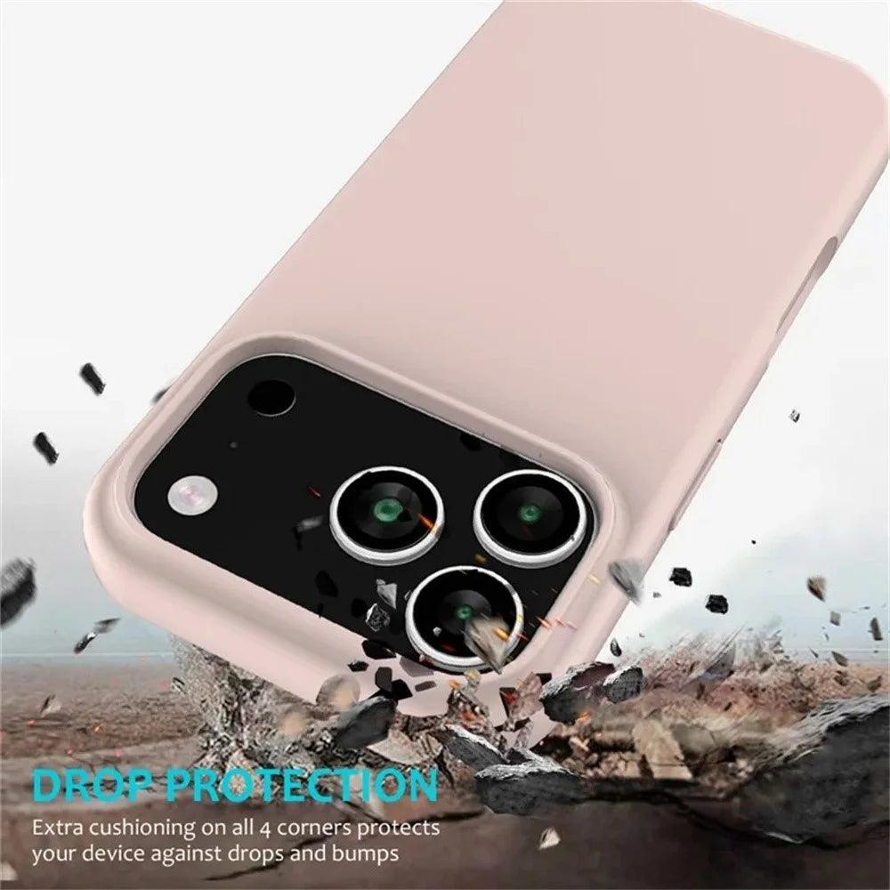 WANLONFENG GJ Series For iPhone 17 Pro Case Liquid Silicone TPU Phone Cover Large Cutouts with 2Pcs Screen Film - Pink - 3