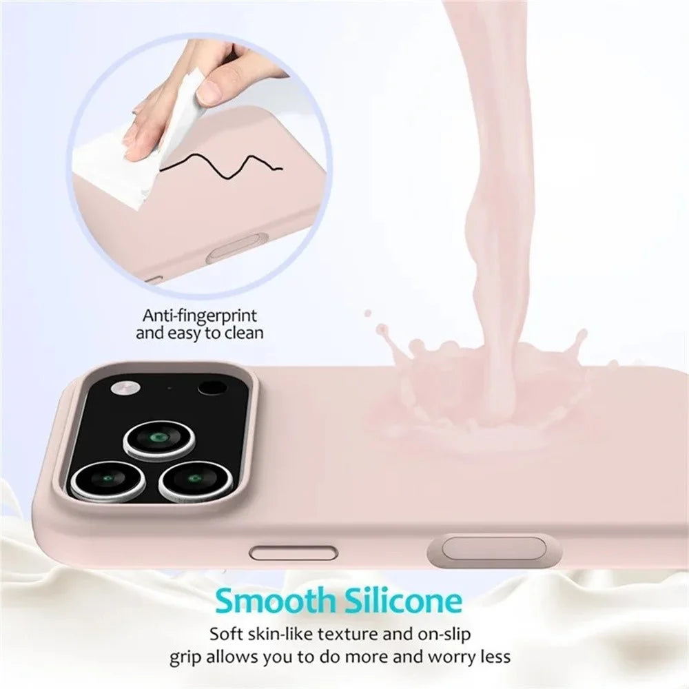 WANLONFENG GJ Series For iPhone 17 Pro Case Liquid Silicone TPU Phone Cover Large Cutouts with 2Pcs Screen Film - Pink - 4