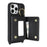 For iPhone 14 Pro Max Case with Lanyard  /  Mirror  /  Card Holder Grids Pattern RFID Blocking Phone Cover - Black - 4