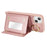 For iPhone 15 Plus / 14 Plus Case with Lanyard  /  Mirror  /  Card Holder Grids Pattern RFID Blocking Phone Cover - Rose Gold - 3