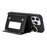 For iPhone 15 Pro Max Case with Lanyard  /  Mirror  /  Card Holder Grids Pattern RFID Blocking Phone Cover - Black - 3
