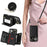 For iPhone 16 Case with Lanyard  /  Mirror  /  Card Holder Grids Pattern RFID Blocking Phone Cover - Black - 5