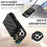 For iPhone 16 Case with Lanyard  /  Mirror  /  Card Holder Grids Pattern RFID Blocking Phone Cover - Black - 7
