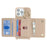 For iPhone 16 Pro Case with Lanyard  /  Mirror  /  Card Holder Grids Pattern RFID Blocking Phone Cover - Beige - 2