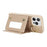 For iPhone 16 Pro Case with Lanyard  /  Mirror  /  Card Holder Grids Pattern RFID Blocking Phone Cover - Beige - 3