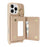 For iPhone 16 Pro Case with Lanyard  /  Mirror  /  Card Holder Grids Pattern RFID Blocking Phone Cover - Beige - 4