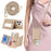 For iPhone 16 Pro Case with Lanyard  /  Mirror  /  Card Holder Grids Pattern RFID Blocking Phone Cover - Beige - 5