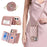 For iPhone 16 Plus Case with Lanyard  /  Mirror  /  Card Holder Grids Pattern RFID Blocking Phone Cover - Rose Gold - 5