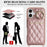 For iPhone 16 Plus Case with Lanyard  /  Mirror  /  Card Holder Grids Pattern RFID Blocking Phone Cover - Rose Gold - 6