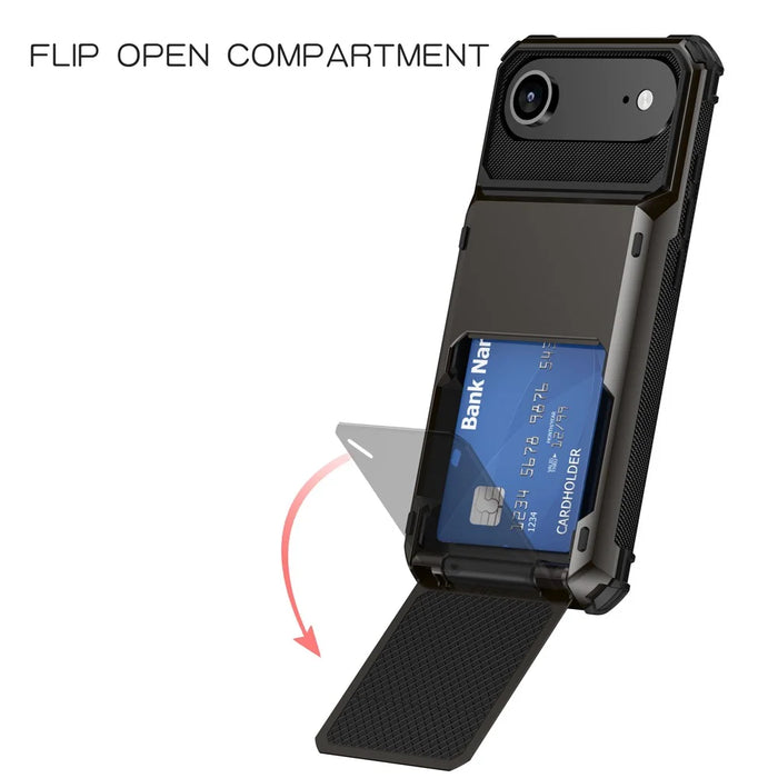 For iPhone Air Case PC + TPU Dual Layer Back Phone Cover with Card Holder - Grey - 2