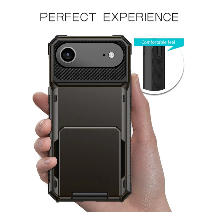 For iPhone Air Case PC + TPU Dual Layer Back Phone Cover with Card Holder - Grey - 3