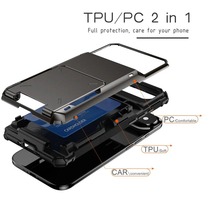 For iPhone Air Case PC + TPU Dual Layer Back Phone Cover with Card Holder - Grey - 5