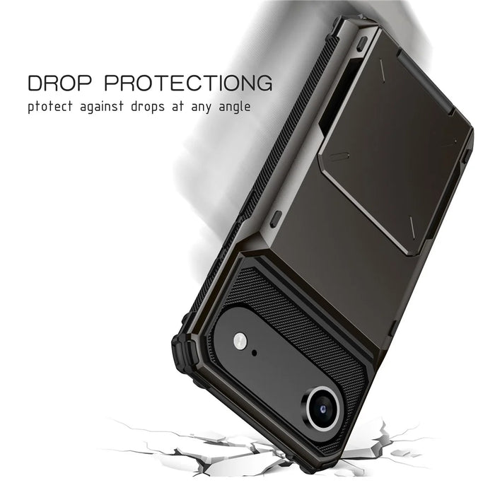 For iPhone Air Case PC + TPU Dual Layer Back Phone Cover with Card Holder - Grey - 6