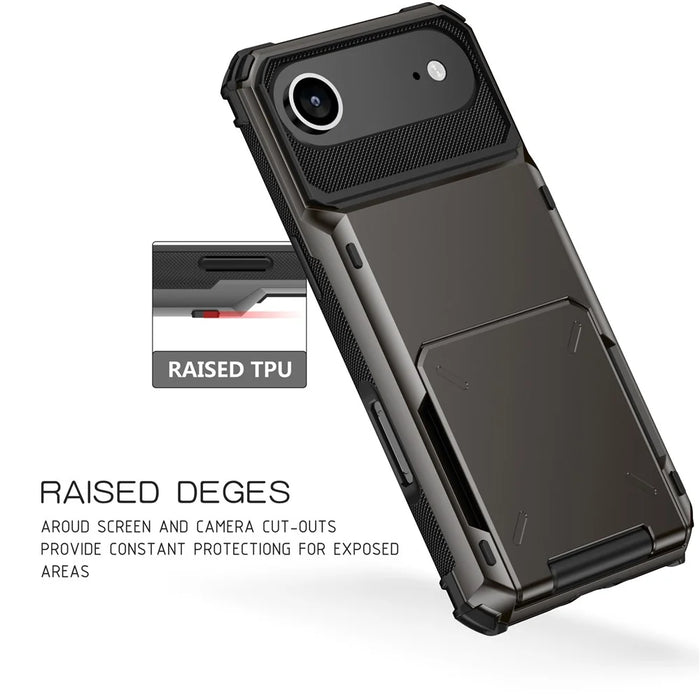 For iPhone Air Case PC + TPU Dual Layer Back Phone Cover with Card Holder - Grey - 7