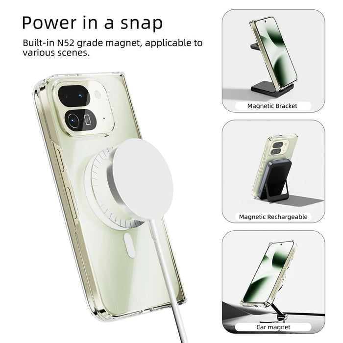 ABEEL For Google Pixel 10 Pro Fold Magnetic Case Clear PC Anti Scratch Phone Cover - 2