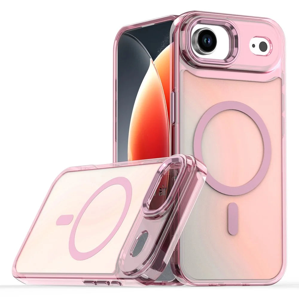 For iPhone Air Case Compatible with MagSafe Color Changing PC TPU Phone Back Cover - Pink - 1