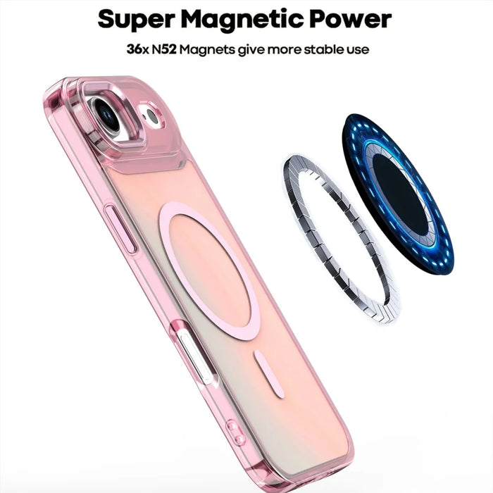 For iPhone Air Case Compatible with MagSafe Color Changing PC TPU Phone Back Cover - Pink - 3