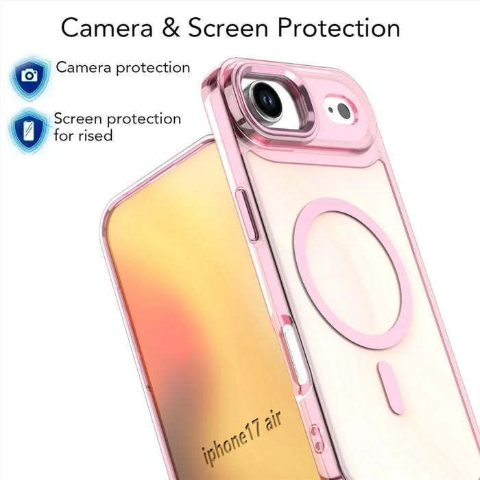 For iPhone Air Case Compatible with MagSafe Color Changing PC TPU Phone Back Cover - Pink - 6