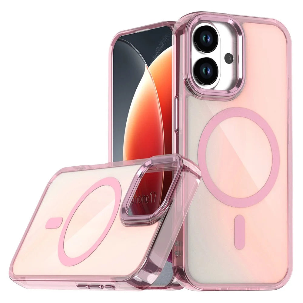 For iPhone 17 Case Compatible with MagSafe Color Changing PC TPU Phone Back Cover - Pink - 1