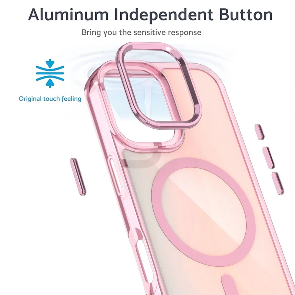 For iPhone 17 Case Compatible with MagSafe Color Changing PC TPU Phone Back Cover - Pink - 2