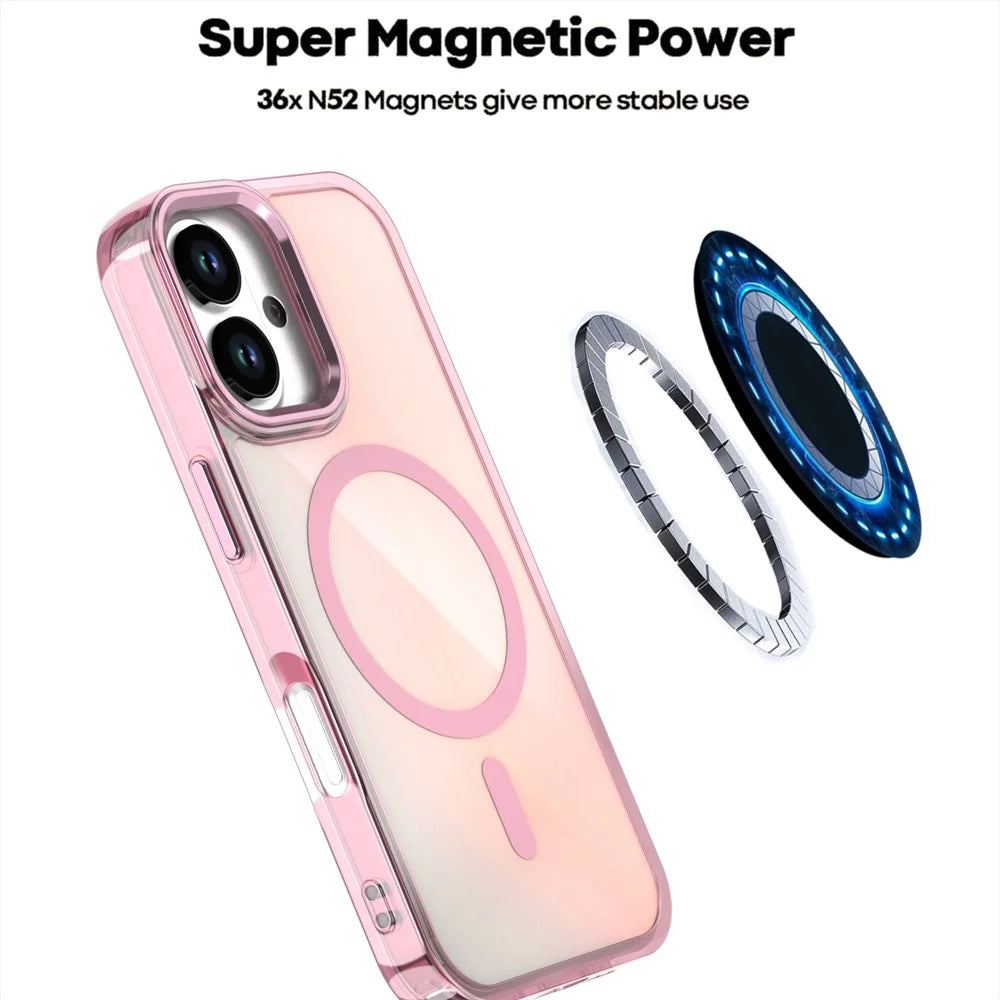 For iPhone 17 Case Compatible with MagSafe Color Changing PC TPU Phone Back Cover - Pink - 3