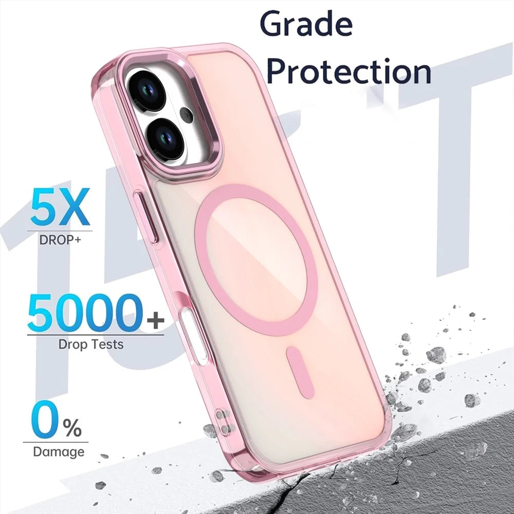 For iPhone 17 Case Compatible with MagSafe Color Changing PC TPU Phone Back Cover - Pink - 4