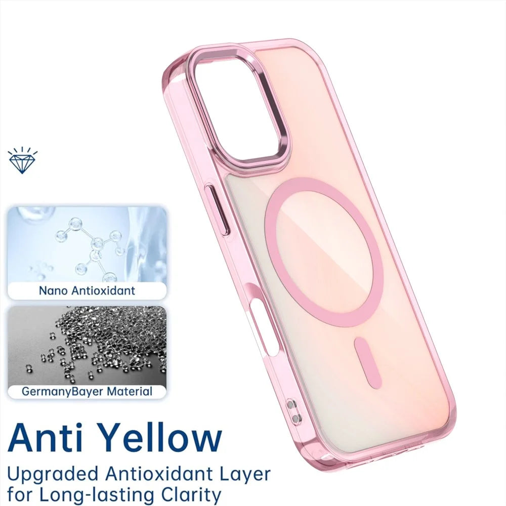 For iPhone 17 Case Compatible with MagSafe Color Changing PC TPU Phone Back Cover - Pink - 5