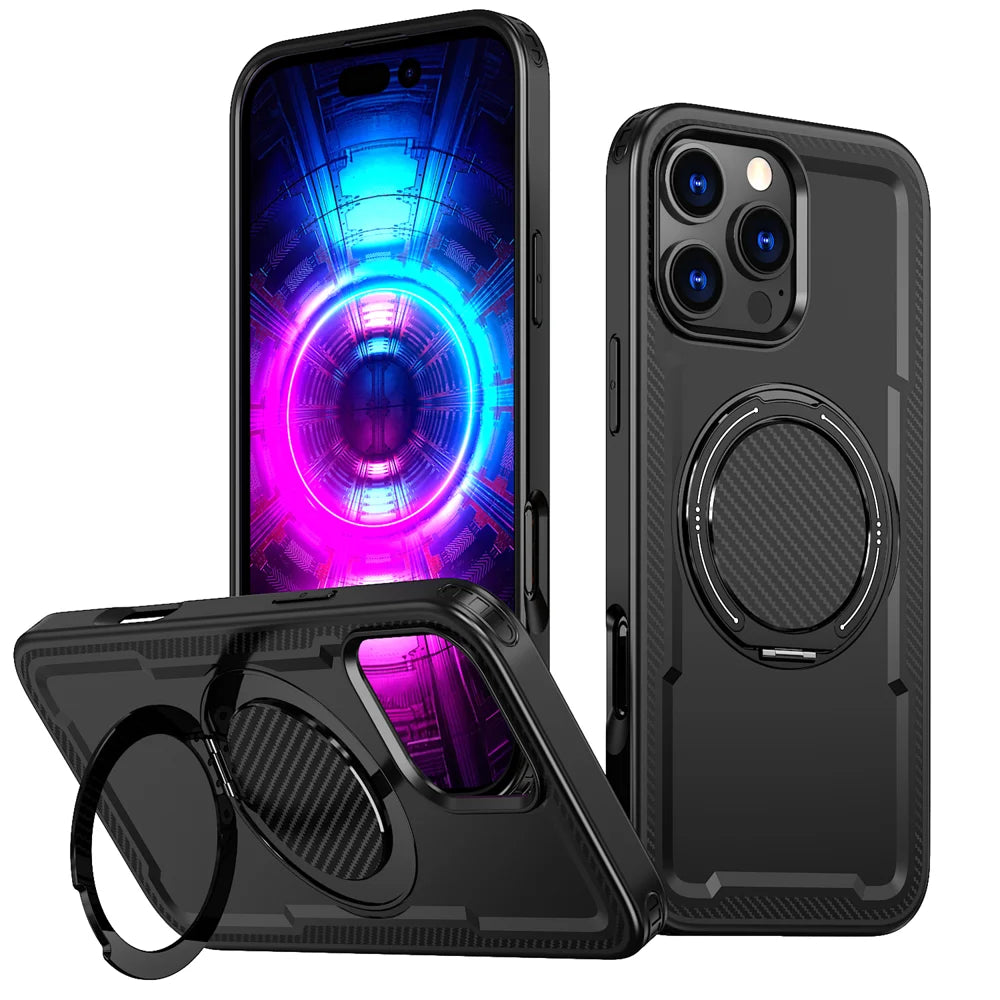 For iPhone 14 Pro Case Compatible with MagSafe TPU + PC Kickstand Phone Cover - Black - 1