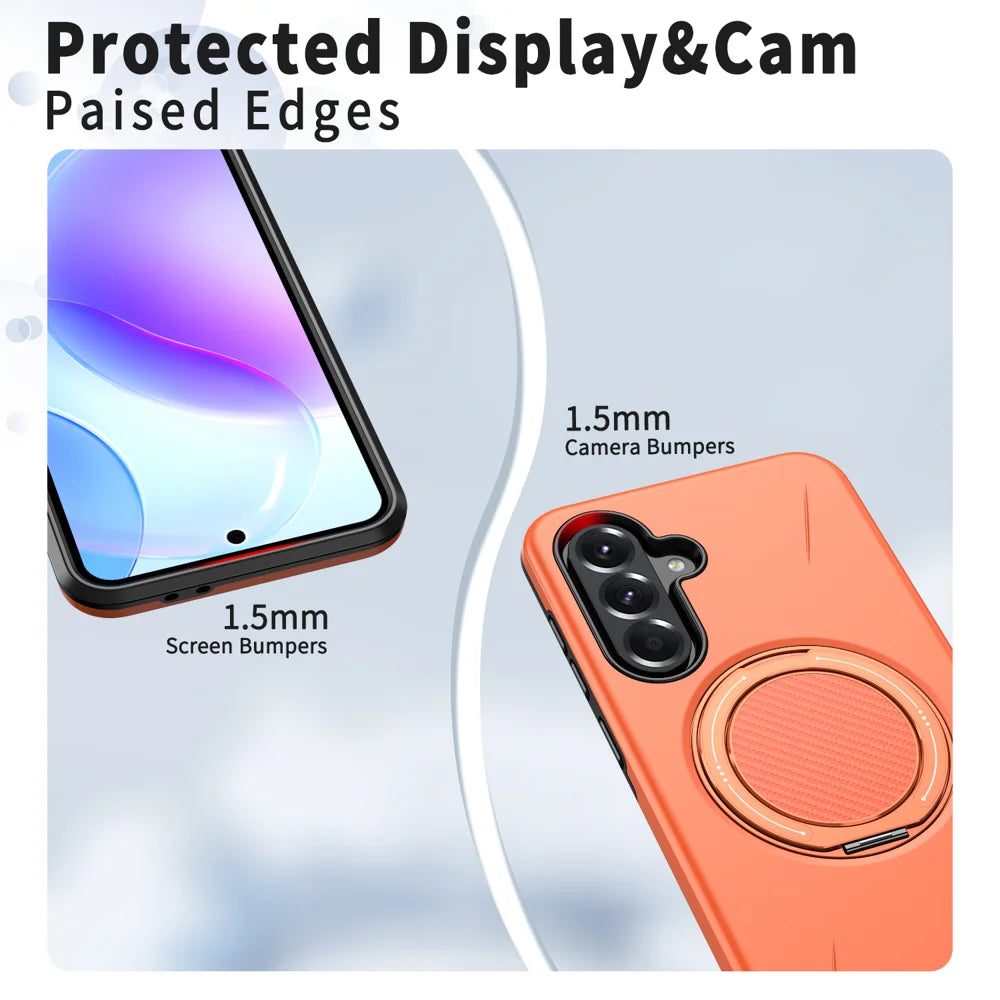 For Samsung Galaxy A55 5G Magnetic Case Rotating Kickstand TPU + PC Phone Cover - Orange - 5