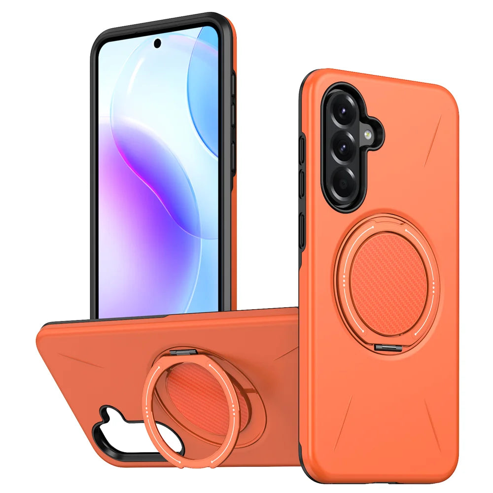 For Samsung Galaxy A56 5G Magnetic Case Rotating Kickstand TPU + PC Phone Cover - Orange - 1