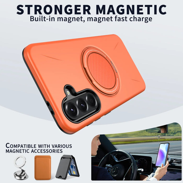 For Samsung Galaxy A56 5G Magnetic Case Rotating Kickstand TPU + PC Phone Cover - Orange - 2