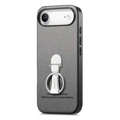 CASENEO For iPhone Air Case Folding Kickstand Twill Texture Leather Back Cover - Grey - 2