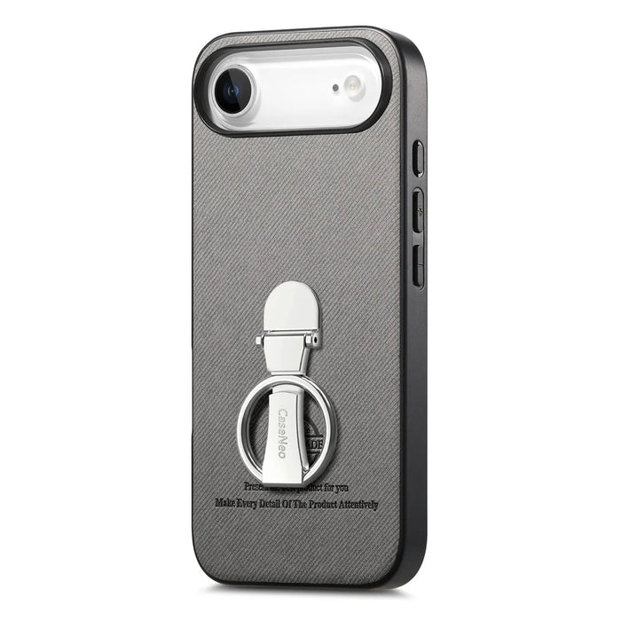 CASENEO For iPhone Air Case Folding Kickstand Twill Texture Leather Back Cover - Grey - 2
