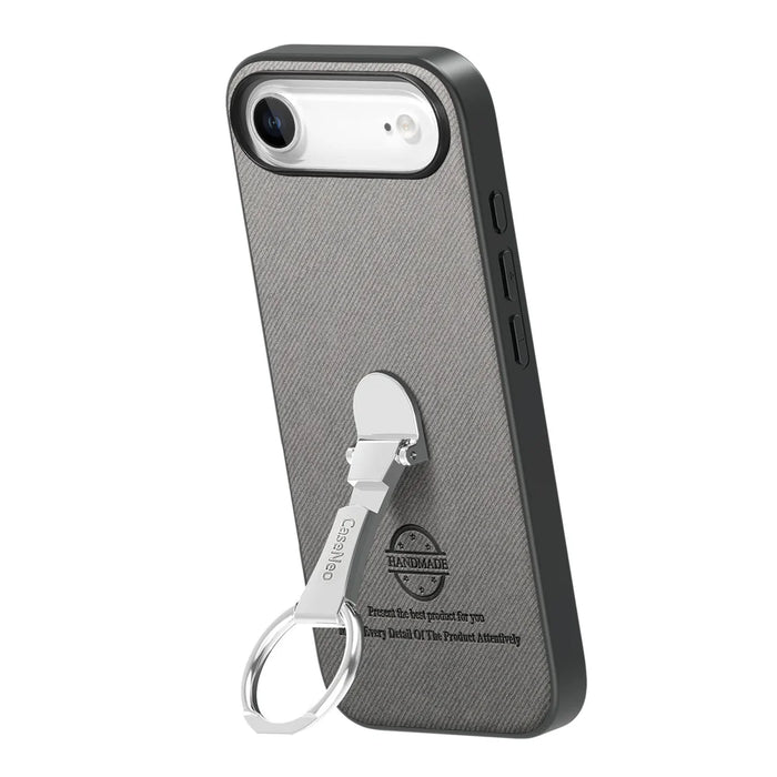 CASENEO For iPhone Air Case Folding Kickstand Twill Texture Leather Back Cover - Grey - 3