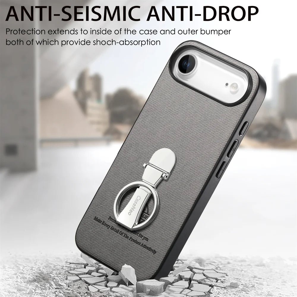 CASENEO For iPhone Air Case Folding Kickstand Twill Texture Leather Back Cover - Grey - 4