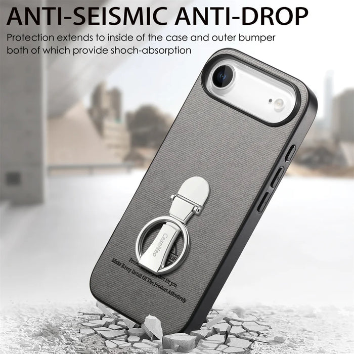 CASENEO For iPhone Air Case Folding Kickstand Twill Texture Leather Back Cover - Grey - 4