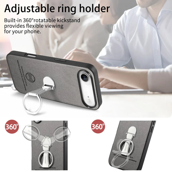 CASENEO For iPhone Air Case Folding Kickstand Twill Texture Leather Back Cover - Grey - 5