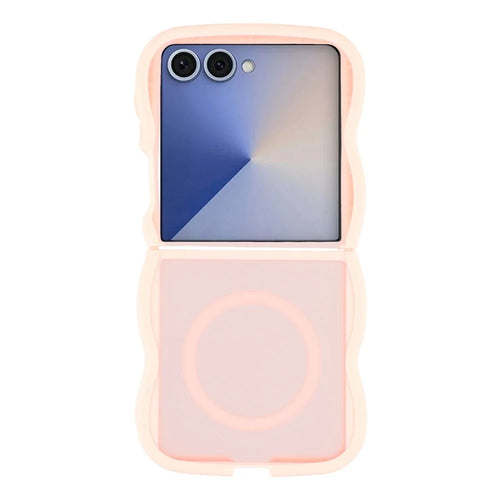 For Samsung Galaxy Z Flip7 5G Magnetic Case TPU + PC Phone Back Cover Skin Touch Wave Shape - Pink - 1