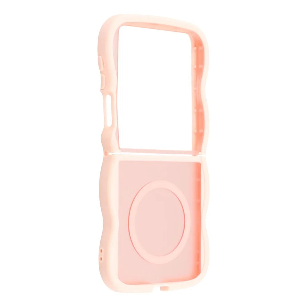 For Samsung Galaxy Z Flip7 5G Magnetic Case TPU + PC Phone Back Cover Skin Touch Wave Shape - Pink - 2
