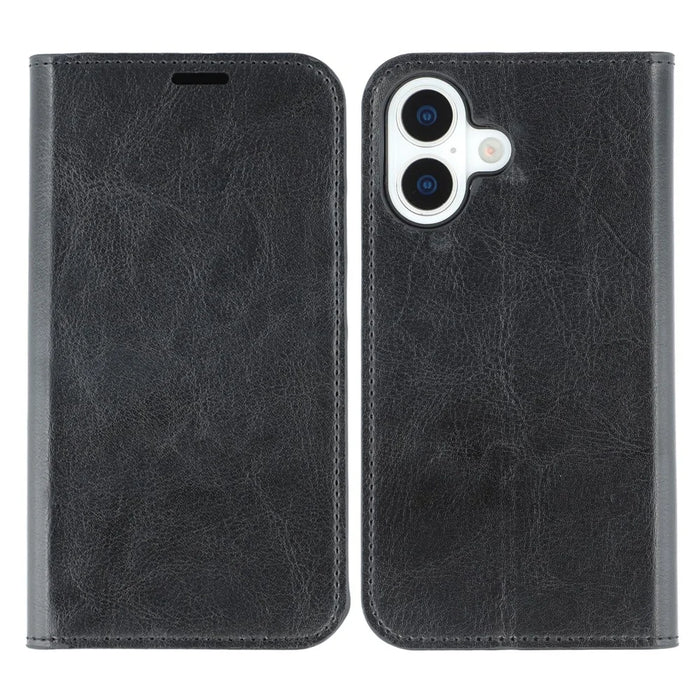 For iPhone 17 Stand Cases Genuine Split Leather Wallet Phone Cover Magnetic Closure - 1