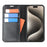 For iPhone 15 Stand Cases Genuine Split Leather Wallet Phone Cover Magnetic Closure - 2
