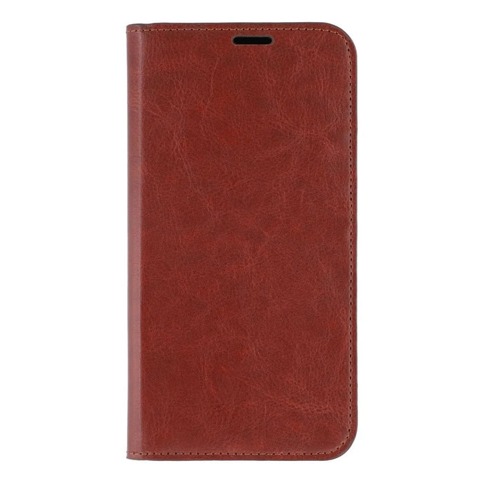 For iPhone 16 Pro Max Stand Cases Genuine Split Leather Wallet Phone Cover Magnetic Closure - Brown - 7