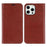 For iPhone 16 Pro Stand Cases Genuine Split Leather Wallet Phone Cover Magnetic Closure - Brown - 1