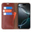 For iPhone 16 Pro Stand Cases Genuine Split Leather Wallet Phone Cover Magnetic Closure - Brown - 2