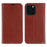 For iPhone 13 Pro Stand Cases Genuine Split Leather Wallet Phone Cover Magnetic Closure - Brown - 1