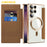 AMORUS For Samsung Galaxy S24 Ultra Magnetic Case RFID Blocking Card Holder Leather Phone Cover - Brown - 2