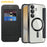 AMORUS For Samsung Galaxy S24 FE Magnetic Case RFID Blocking Card Holder Leather Phone Cover - Black - 2